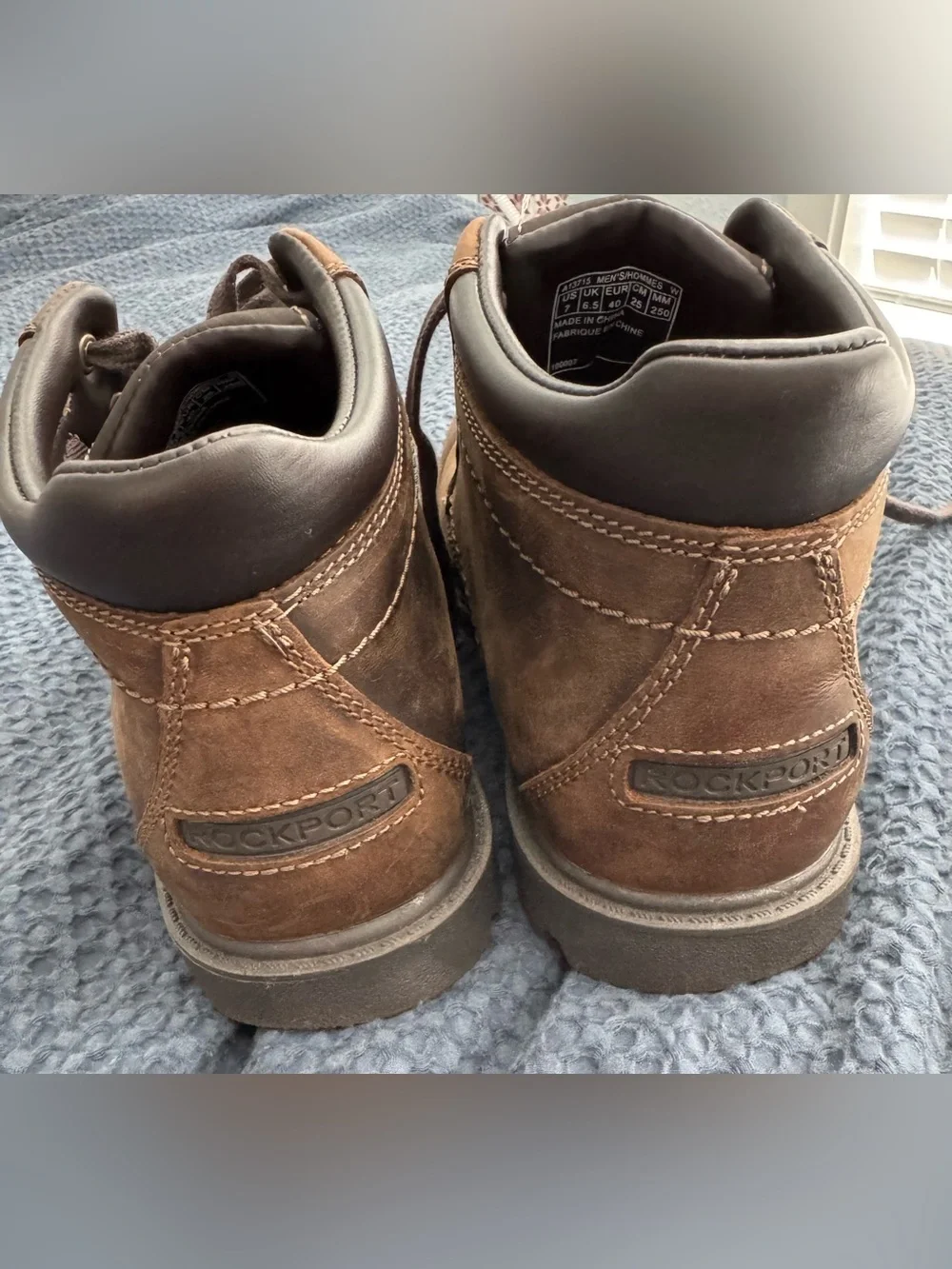 Rockport Men's Brown Leather Storm Surge WaterProof Plain Toe Lace-Up Boots, 7W